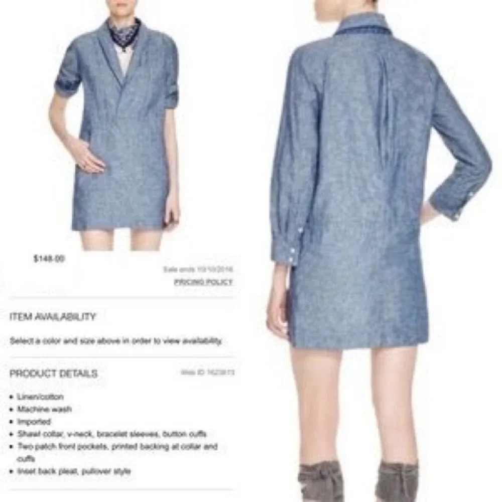 Free People Shawl Collar Linen Blend Dress - XS
